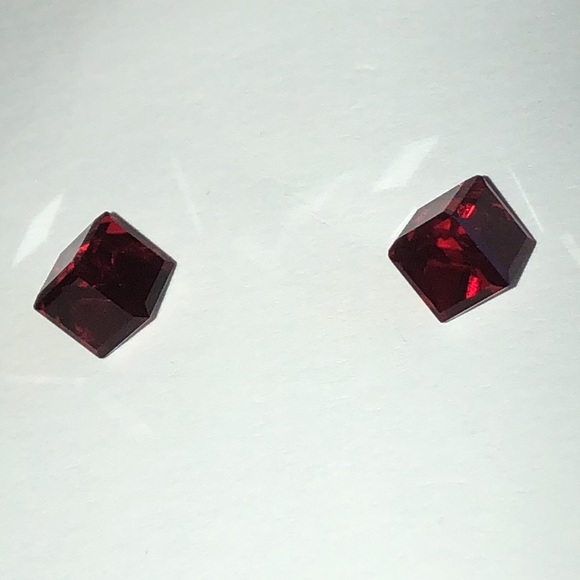 Red Geometric Dainty Boho Stud Earrings - Picture 2 of 7